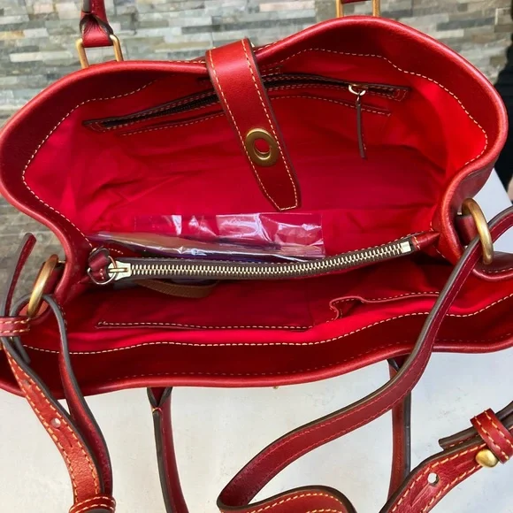 Dooney and bourke red Florentine  Perry satchel - Picture 3 of 15